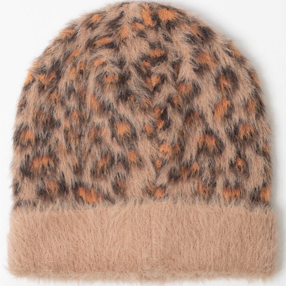 BDG Urban Outfitters fuzzy leopard beanie